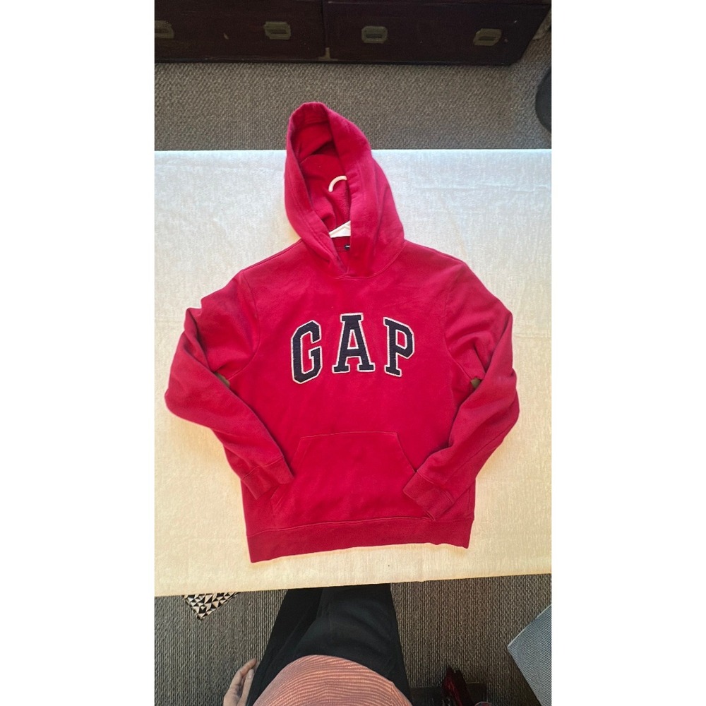 GAP embroider spell out hoodie sweatshirt. Oversized men's small. americano